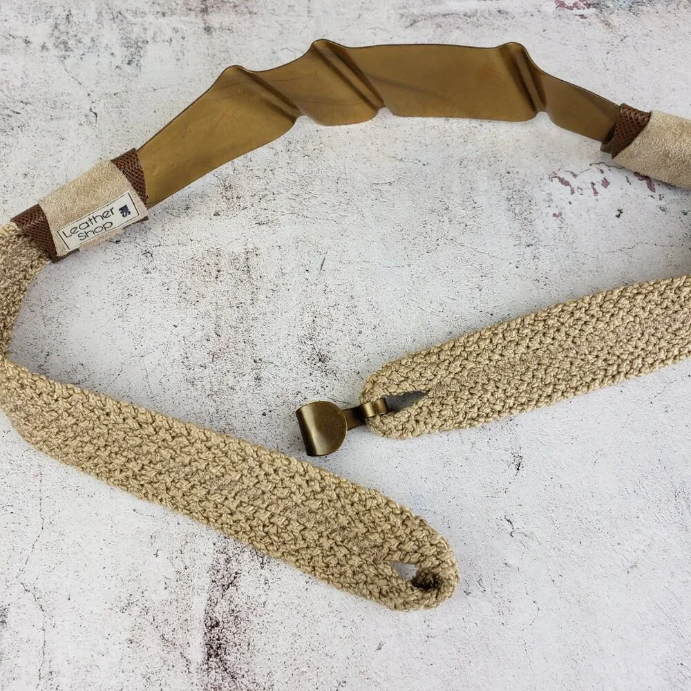 Vintage Leather Shop Belt Art-to-Wear Deco Mixed Media Crochet Avant Garde S/M